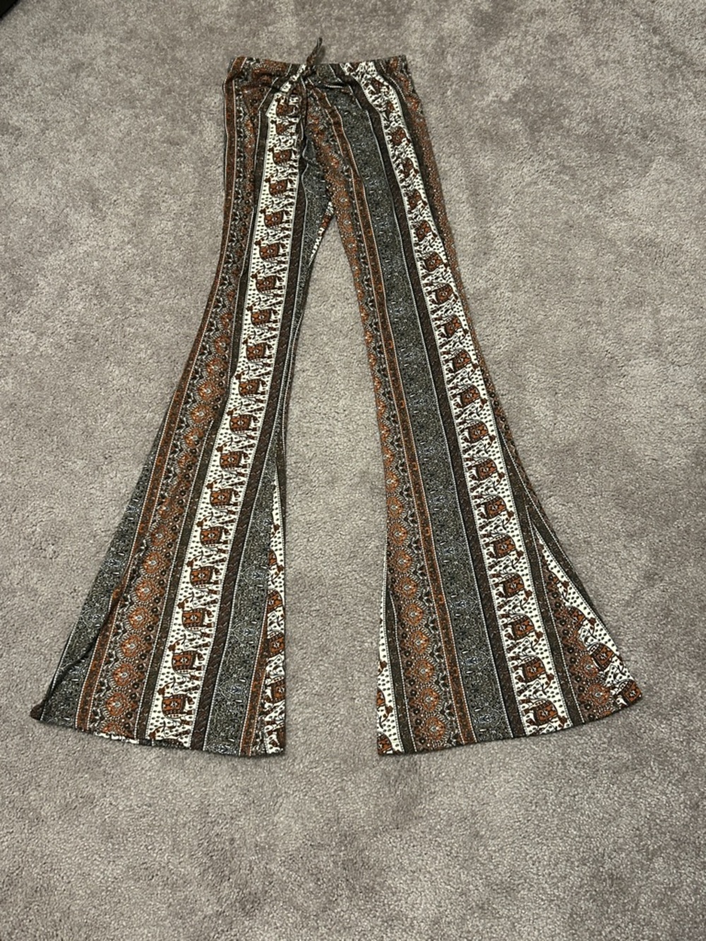 Bohemian Stripe Flared Pants - Brown Multi